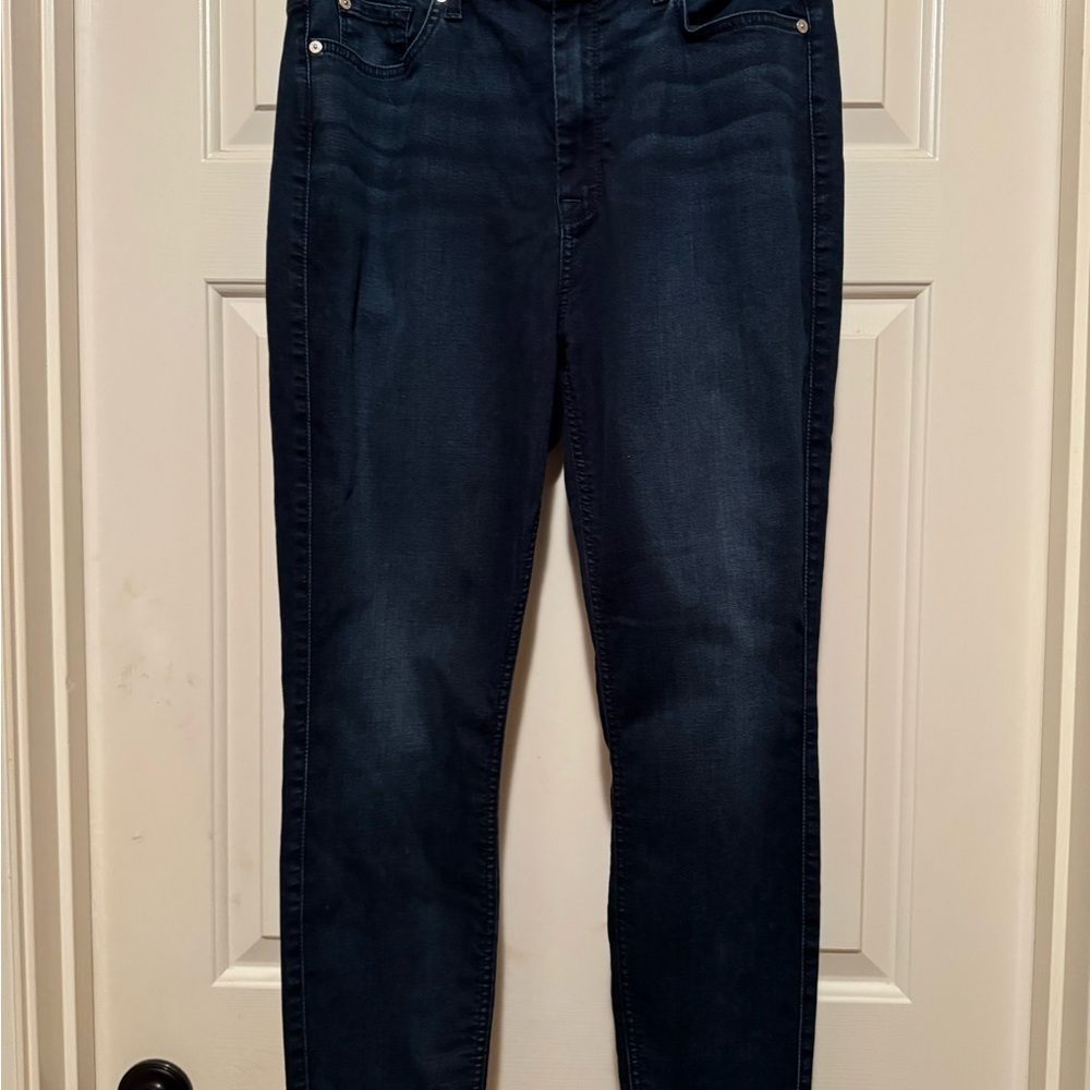 7 For All Mankind Dark Blue b(air) high rise ankle Skinny Jeans - Picture 5 of 15